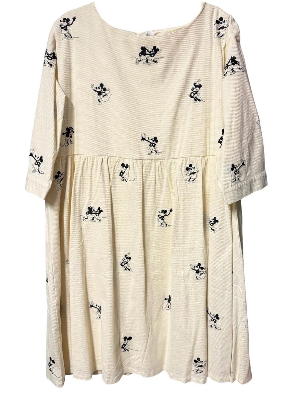 Disney Cream Mickey Mouse Print Babydoll Dress XL
